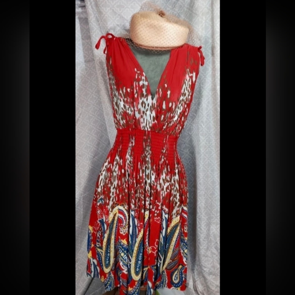 COPY - Awesome red/multi color dress by Lilly XL